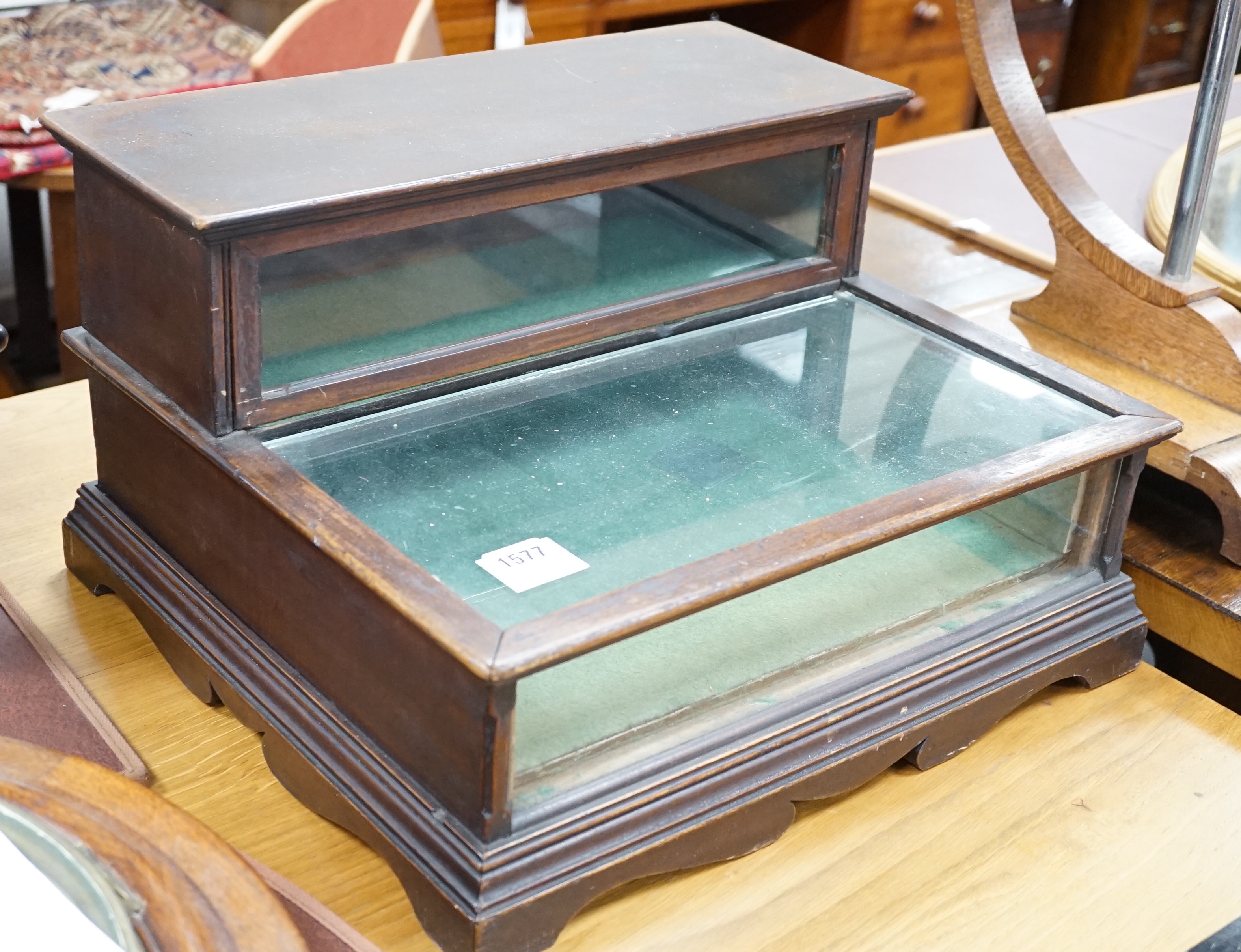 An Edwardian mahogany glazed top display cabinet, width 46cm